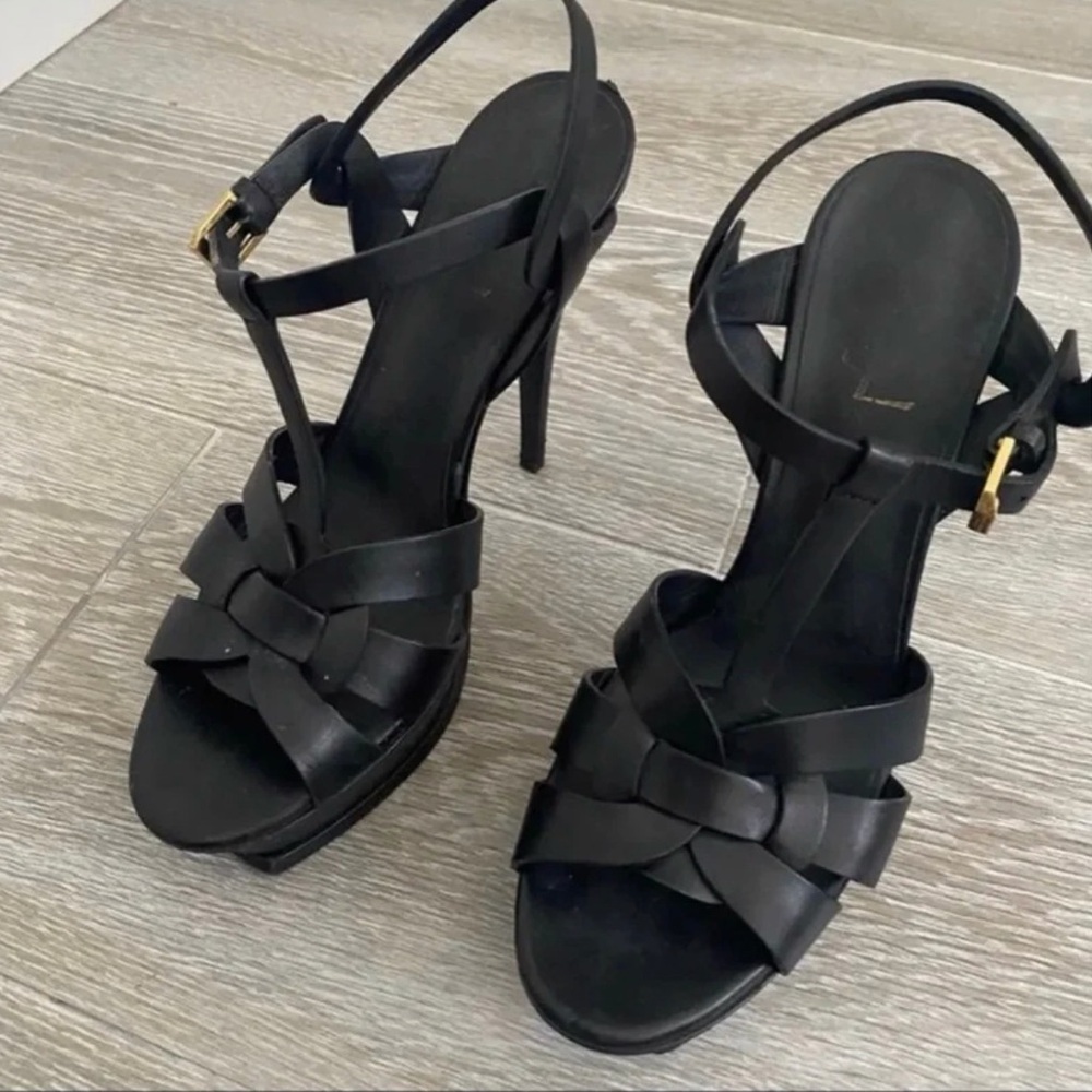 Yves Saint Laurent Black Strappy Heels